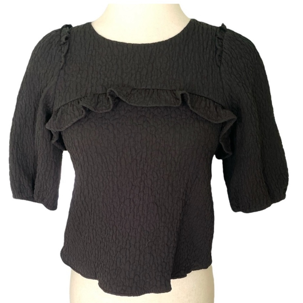 Zara ruffled crop puffed sleeve top